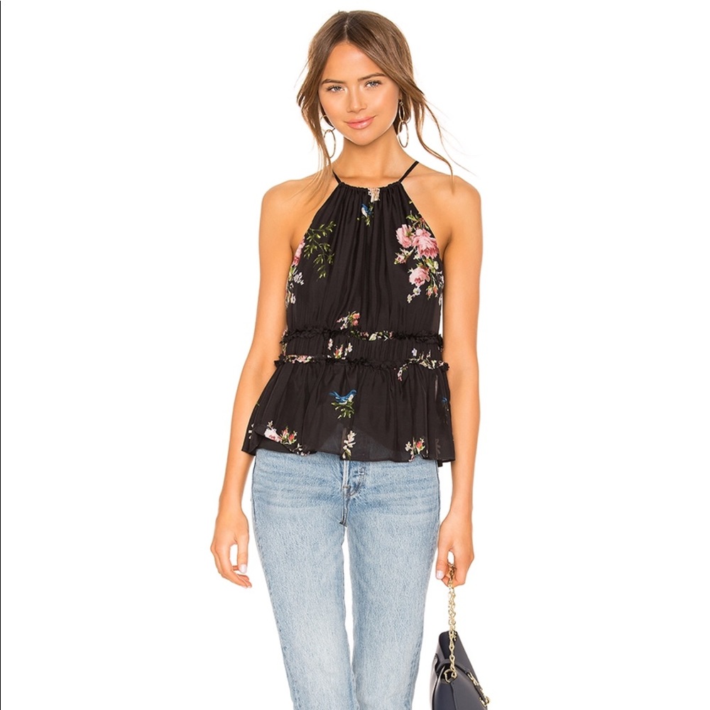 Joie floral silk shawnette sleeveless top XS